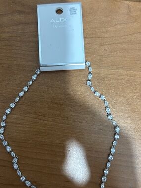 Aldo Silver Crystal Link Necklace
